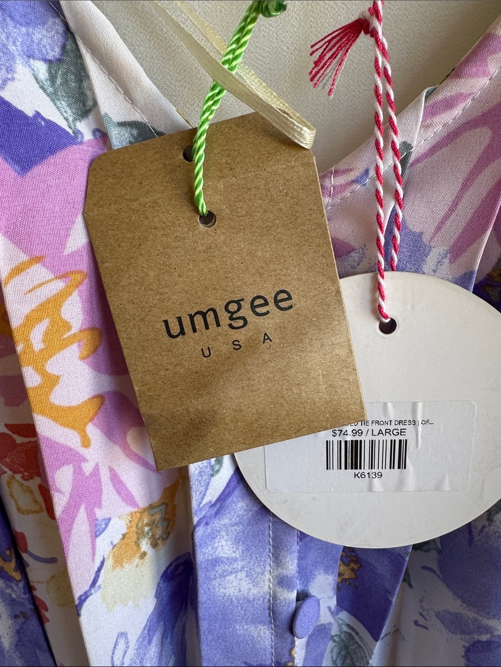 Umgee floral print puffed sleeve mini dress, size L - Picture 6 of 11